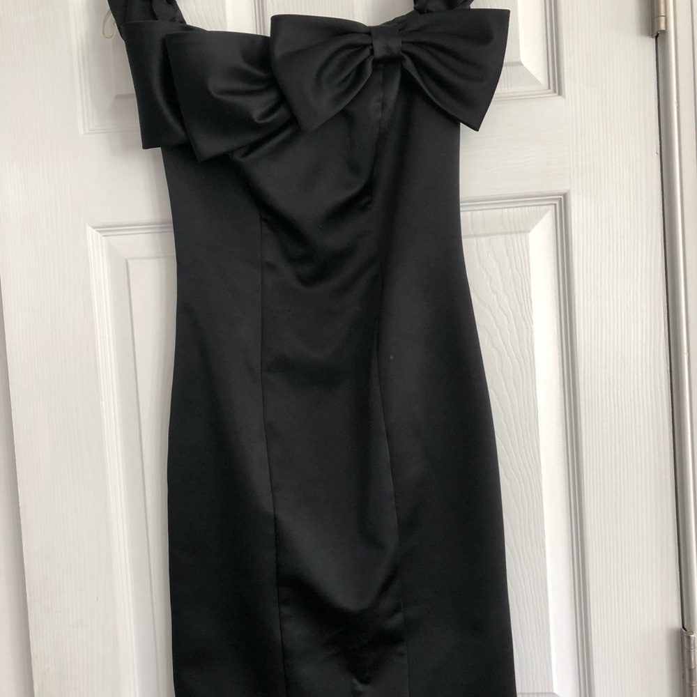 ABS Black Satin prom dress